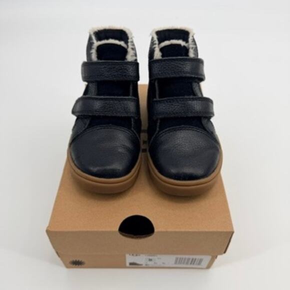 Ugg Rennon Black Leather Hook and Loop High Top Sneaker Bootie Shoe Toddler 8 - Picture 2 of 12
